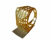 Architectural Organized 14K Gold Ring, Fast Free Shipping