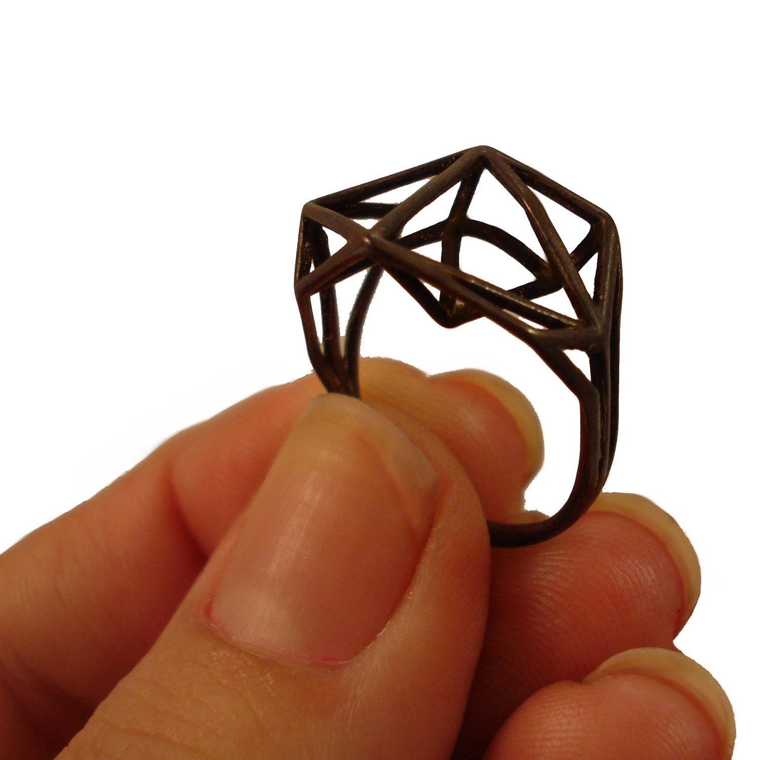 Architectural Structure Geometric Sterling Silver Blackened Ring