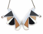 Mixed Media Abstract Collar GEOMETRIC NECKLACE - grey