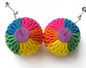 colorful beach felt ball earrings \/ clip-on earrings on request - MadameVu colorful beach felt ball earrings \/ clip-on earrings on request - MadameVu