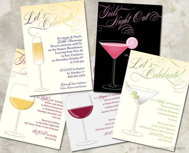 Champagne Celebration... an invitation for anniversaries, birthdays, bachelorette parties and other celebrations