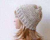 White Pom Pom Hat - Knit Hat - Chunky Hat - Winter Hat - Slouchy Beanie - Pompom Hat - Mens Hat - Womens Hat - Fathers Day Gift