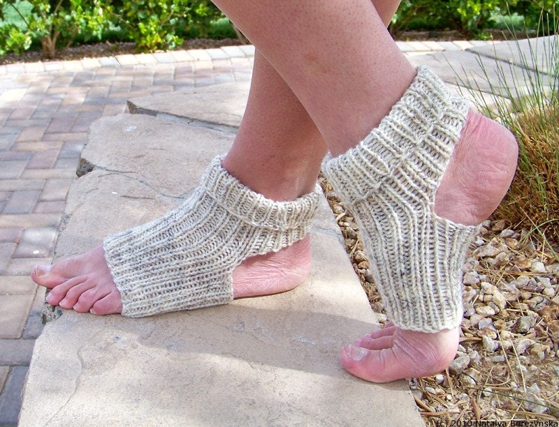 Knitted Yoga Socks in Oatmeal, Arm Warmers, Custom Color - Summer Fashion - Summer Accessories - theteam ohtteam