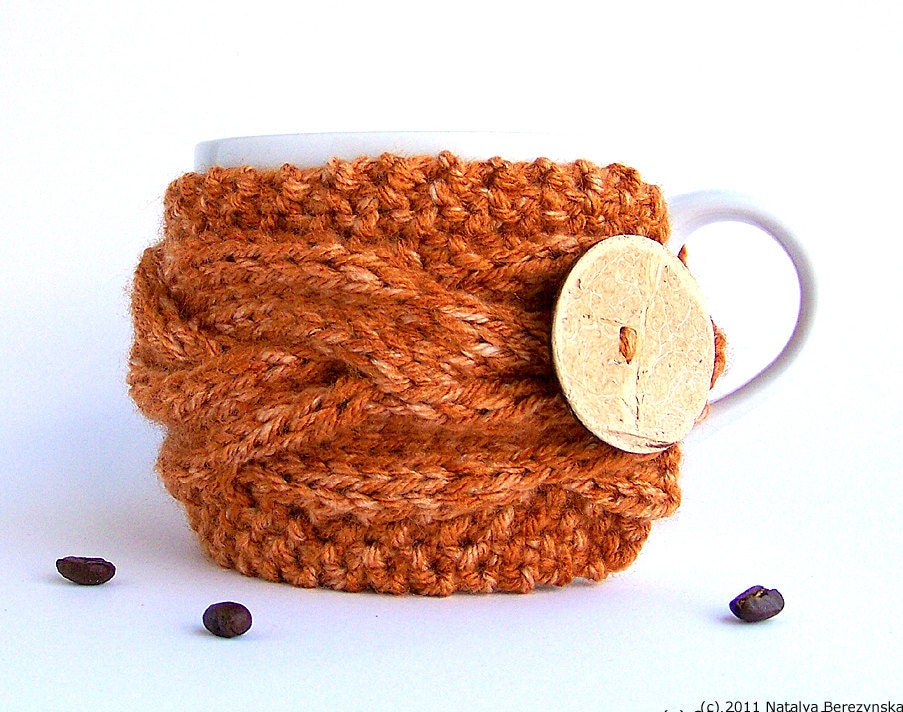 KNITTING PATTERN - Cup Cozy Pattern - Coffee Cozy Pattern - Mug Sleeve Pattern to Knit - Instant Download