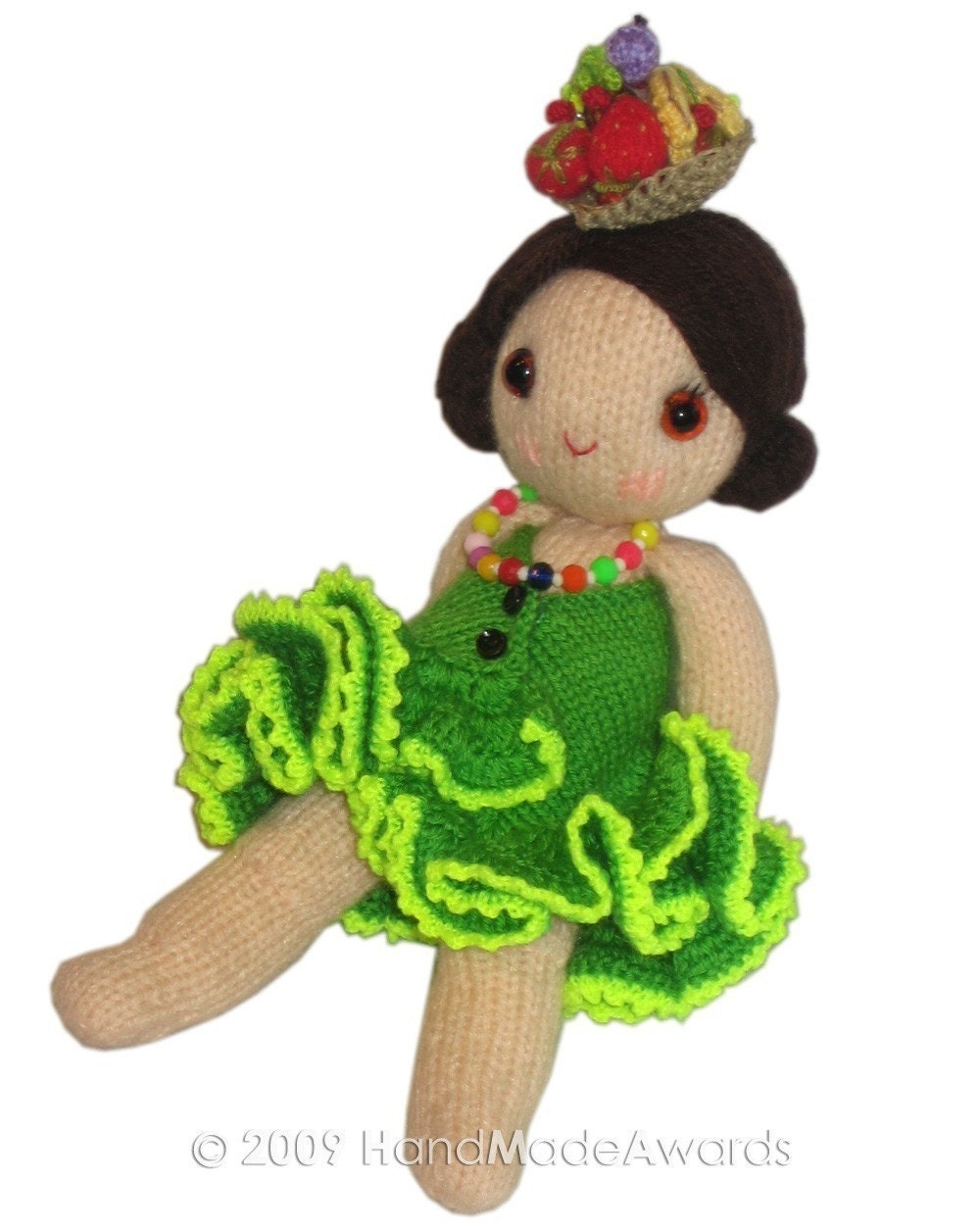 Lovely Brazilian Girly Doll with  Basket of Fruits PDF Email Knit PATTERN