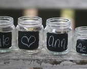 Upcycled Glass Jars With Chalkboard Fronts Tea Light Candle  Holder Rustic Woodland Wedding