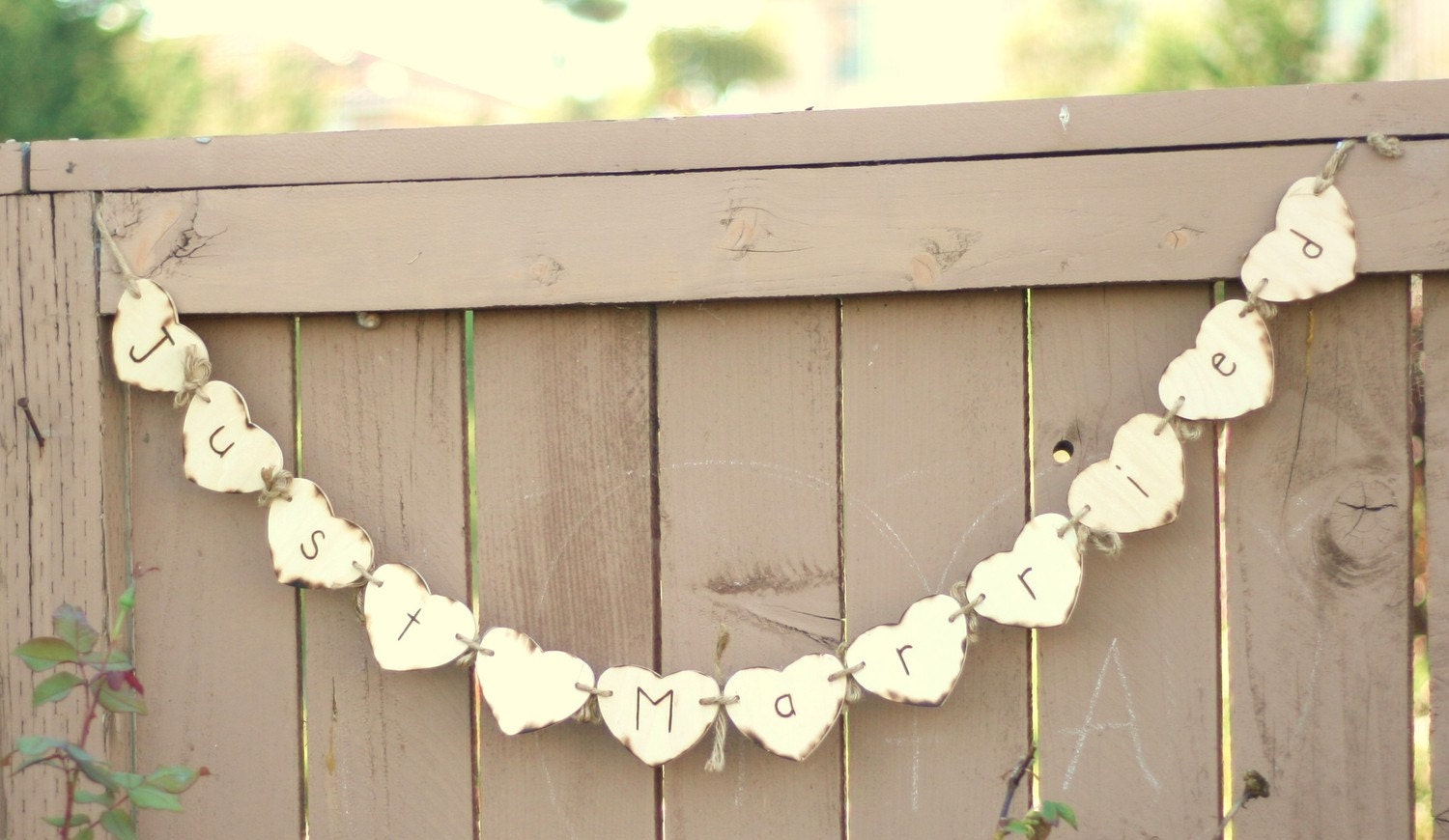 Hand Engraved Just Married Heart Banner
