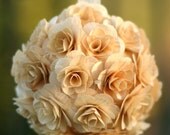 Rustic Birch Wood Roses Kissing Ball Decoration For Aisle, Chair, Pew or Flower Girl Basket Alternative