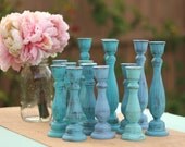 10 SETS of 3 you pick the color Distressed Vintage Inspired Rustic Chic Barn Wood Style Taper Candle Holders Wedding Centerpieces