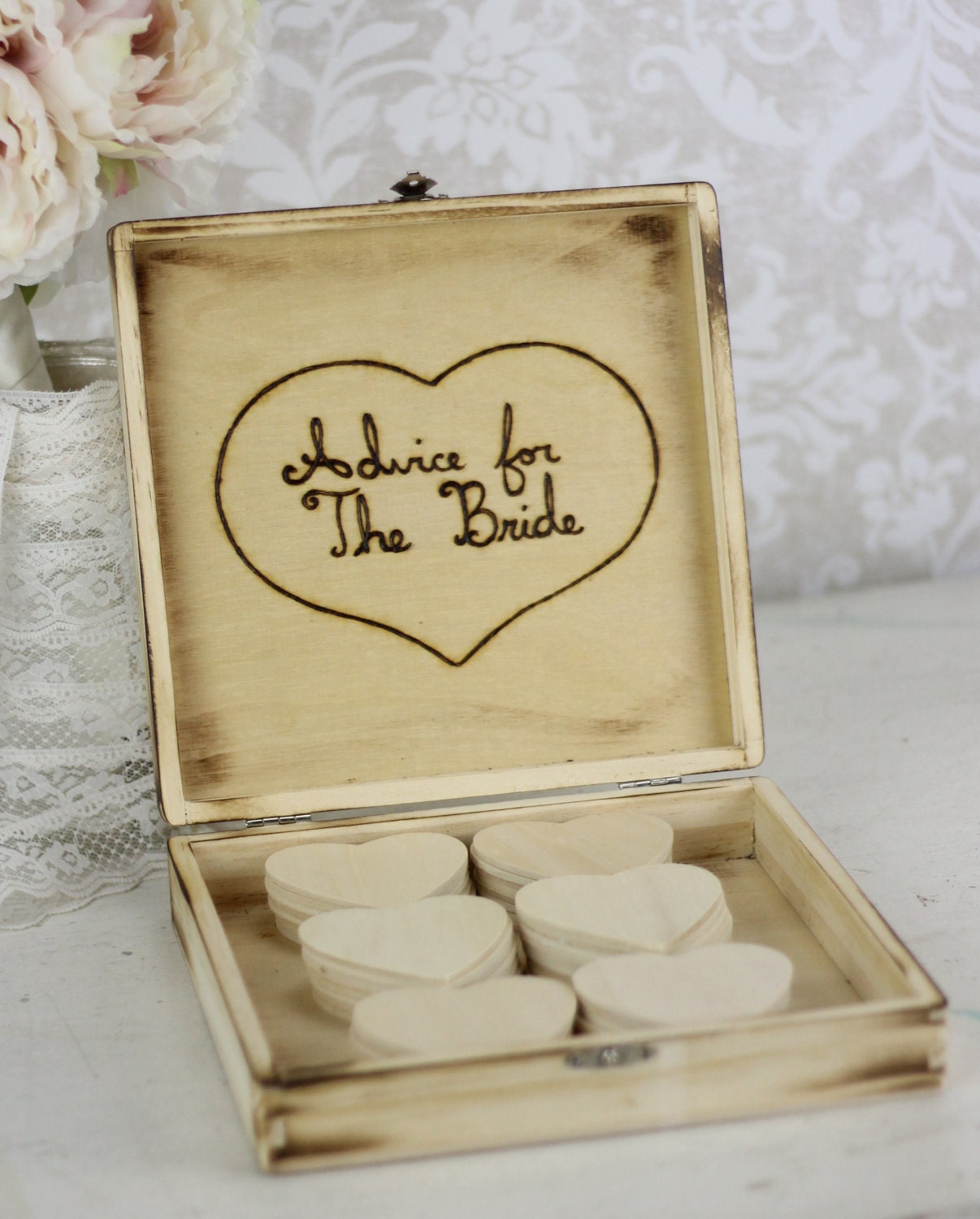 Bridal Shower Guest Book Rustic Chic Wedding Decor Advice Box