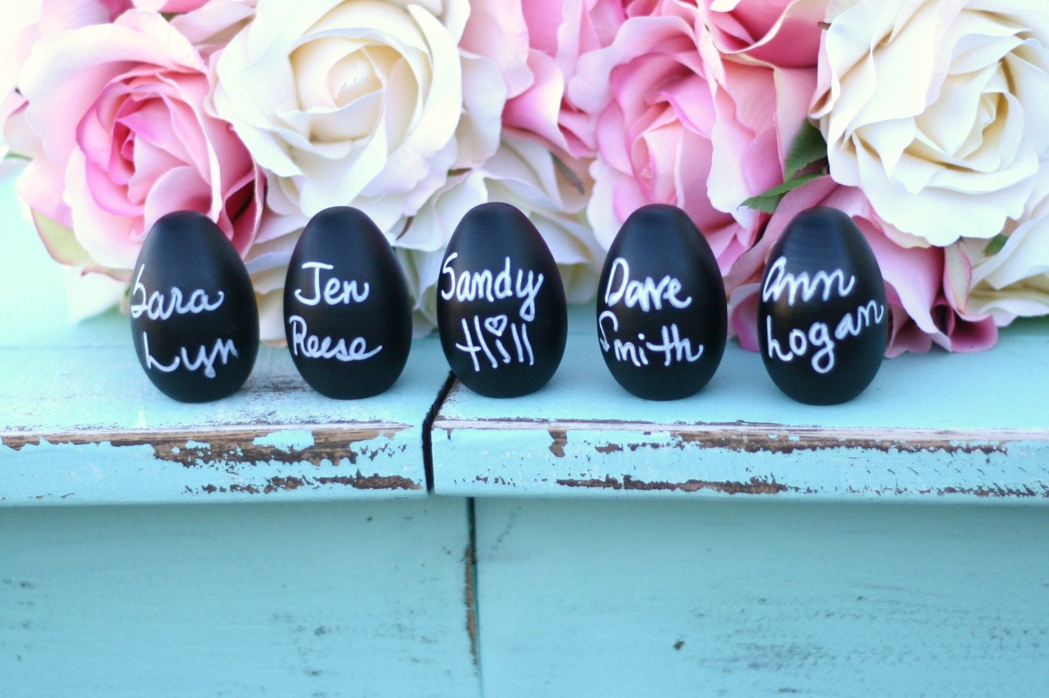 SET of 50 Chalkboard Place Cards Rustic Eggs Love Birds (item P10245)