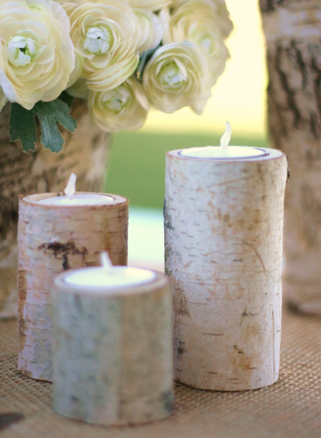 Birch Bark Candle Holders Rustic Home Decor Christmas Gift READY TO SHIP
