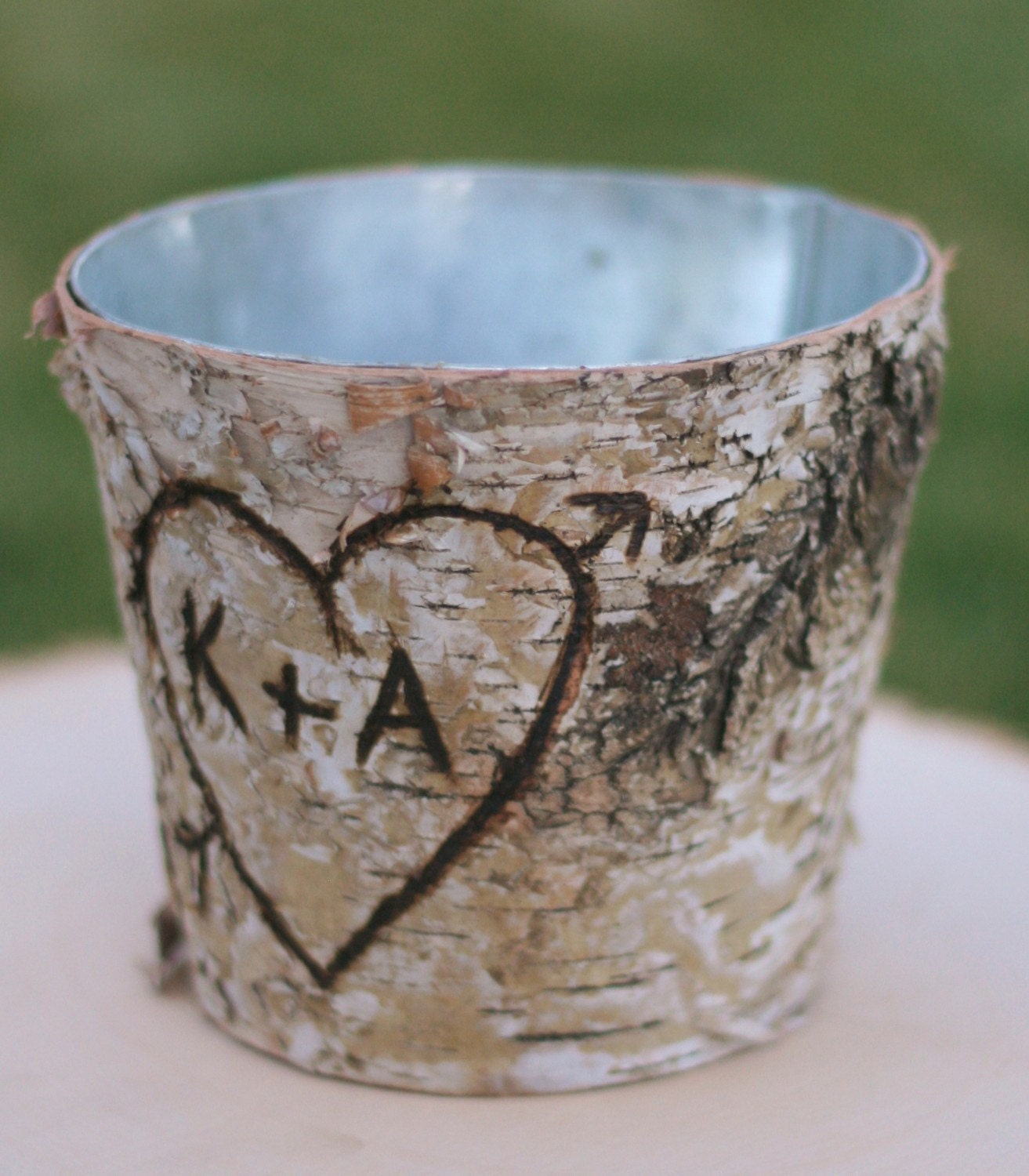 Short Birch Vase Centerpiece Flower Arrangement Holder Rustic Wedding Decor