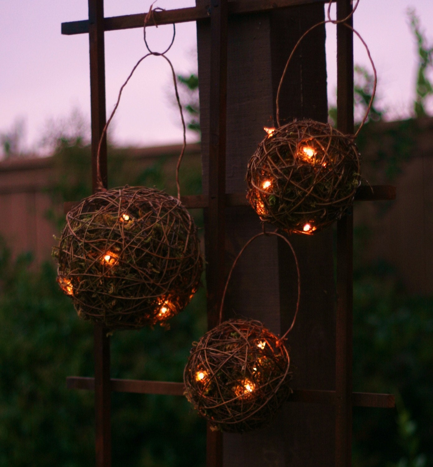 SET of 3 Outdoor Rustic Wedding Decoration Firefly Lightning Bug Lanterns (item M10118)