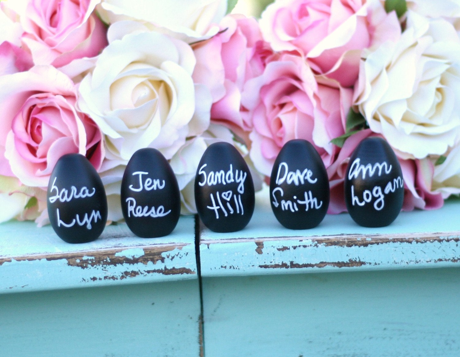 SET of 50 Chalkboard Place Cards Rustic Eggs Love Birds (item P10245)
