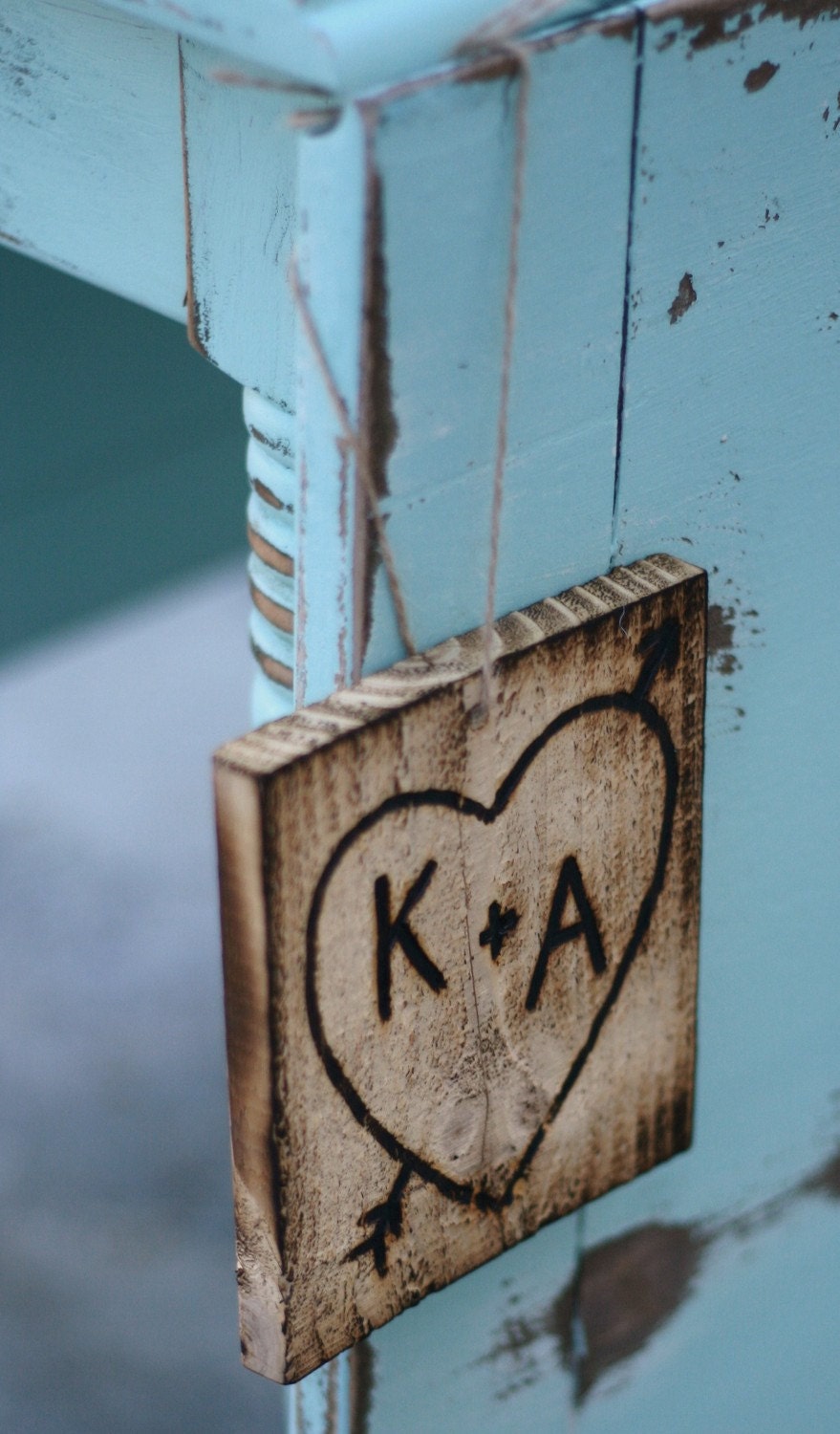 Rustic Old Barn Wood Heart And Arrow Personalized Wedding Sign (item E10193)