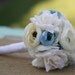 Shabby Vintage Chic Inspired Bride Bouquet Cream Ivory Dusty Blue Roses Ranunculus Wrapped In Lace Silk Arrangement Winter New Years Silver