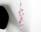Cherry Blossom Pink Swarovski Crystal Long Dangle Earrings Rose Water Opal, Light Rose, Rose 2X AB, Sterling Silver - "Sakura"