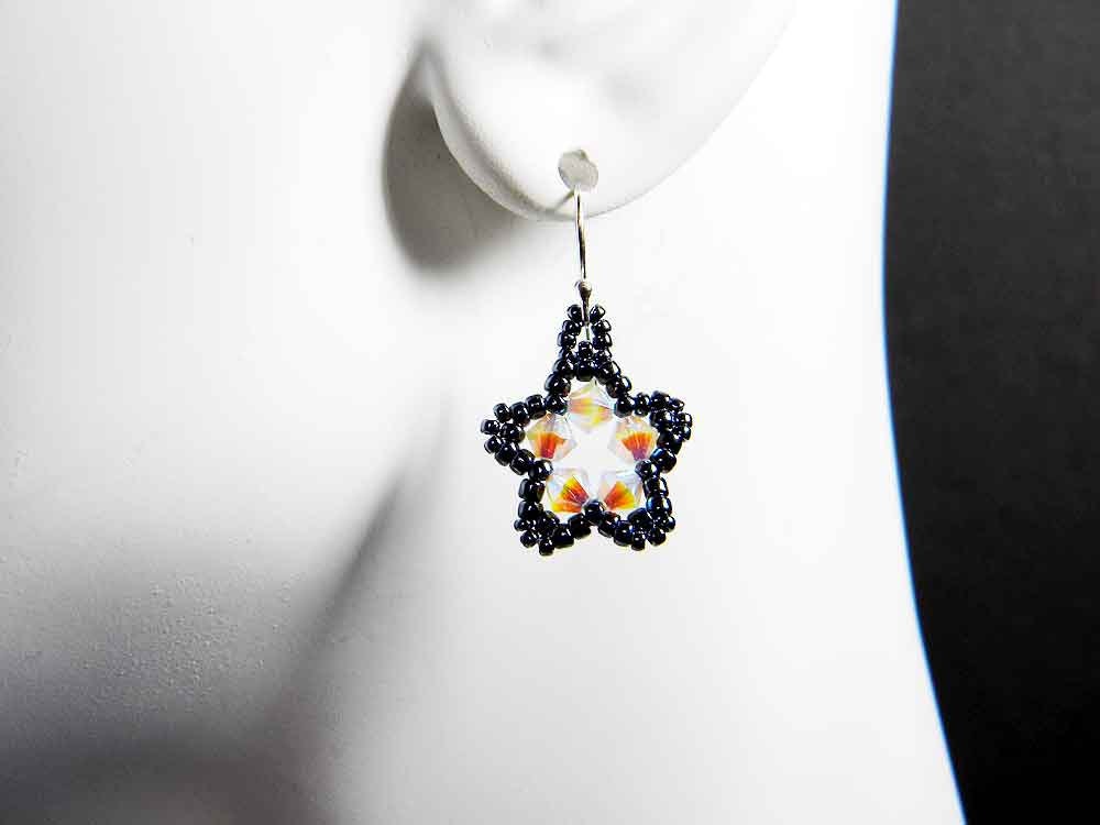 Custom Color Star Earrings Beadweaving Sterling Silver