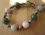 Natural Jade - not dyed - Gemtone Silver Bracelet Bangle
