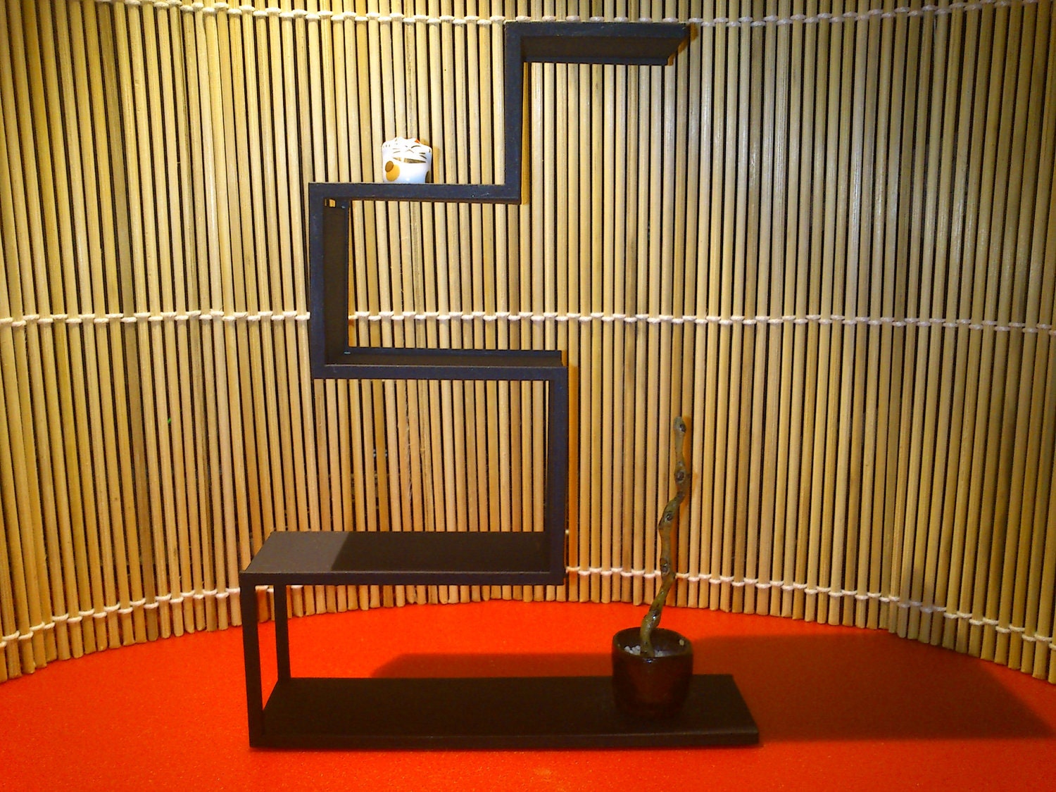 Modern funiture, black thin cabinet, 1/12 miniature for dollhouses