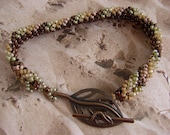 Leaf Toggle Weaved Seed Bead Bracelet