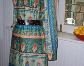 Fun 70s summer citrus colored shirtdress