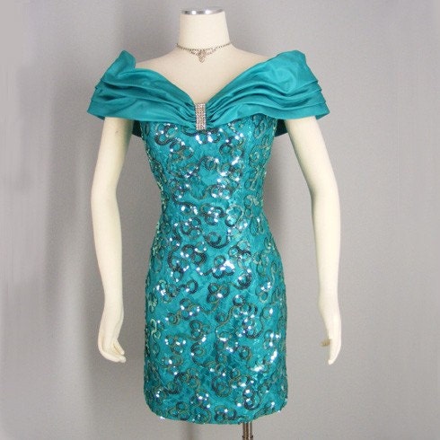 vintage teal dress