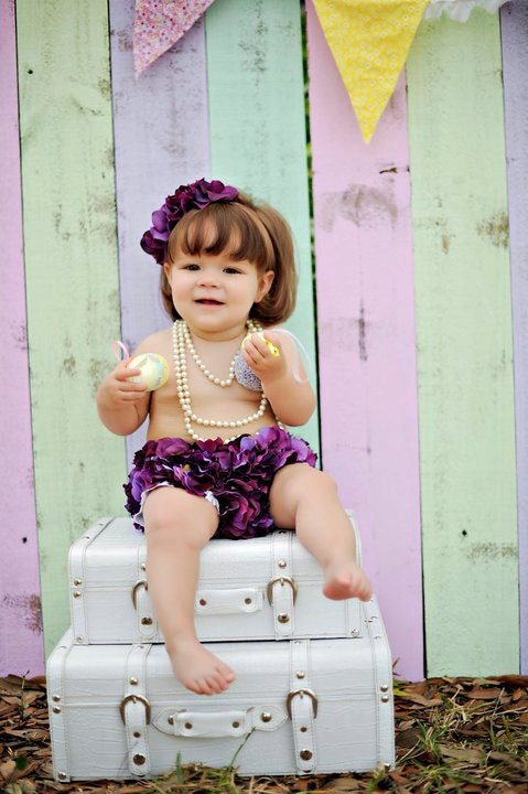 Baby diaper covers - baby girl diaper cover - flower bloomers - purple - hydrangea diaper covers - flower girl set