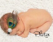 Baby headband - Infant headband - Flower headband - Newborn headband -Little girl headband- Baby girl headband - Peacock headband