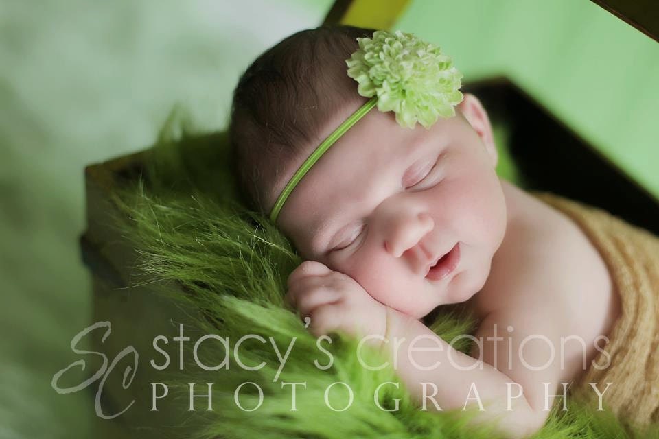 Baby headband - infant headband - Flower headband - Newborn headband -Little girl headband-Baby headbands - Green headband