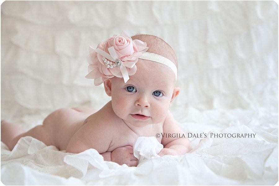 Baby headband - Infant headband - Flower headband - Newborn headband - little girl headbands - Baby girl headband - Pink rose headband