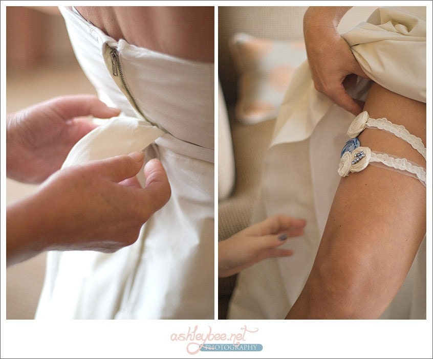 Old, New, Borrowed, Blue Wedding Garter in Sapphire Dusk SET (with toss garter)- perfect for brides to be