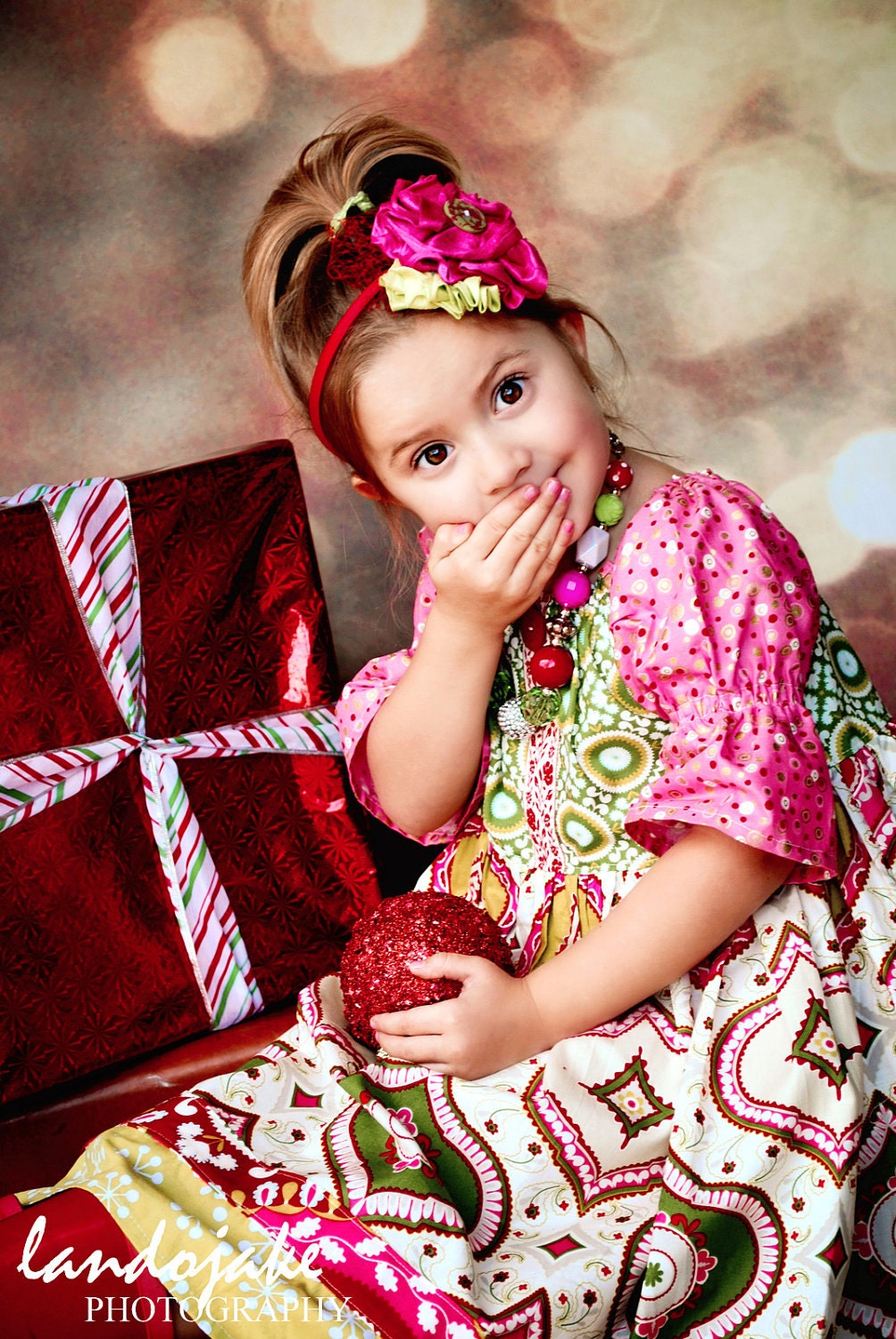 Christmas Headband- Matching Pish Posh Girls Dress