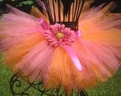 Raspberry Melon Tutu - A 10 inch Tutu by Cuddlehugs With Free Coordinating Flower Clip