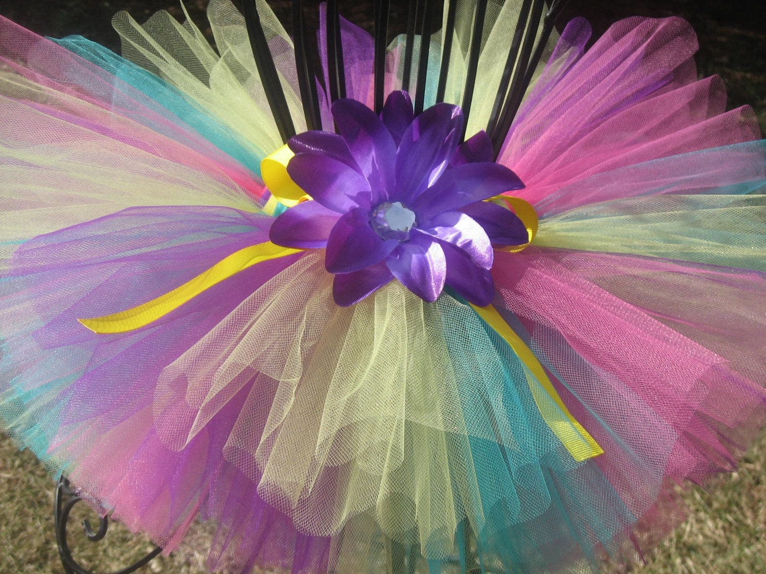 Spring Beauty Tutu -  8 inch Length with Free Coordinating Flower Clip by Cuddlehugs -  Birthday