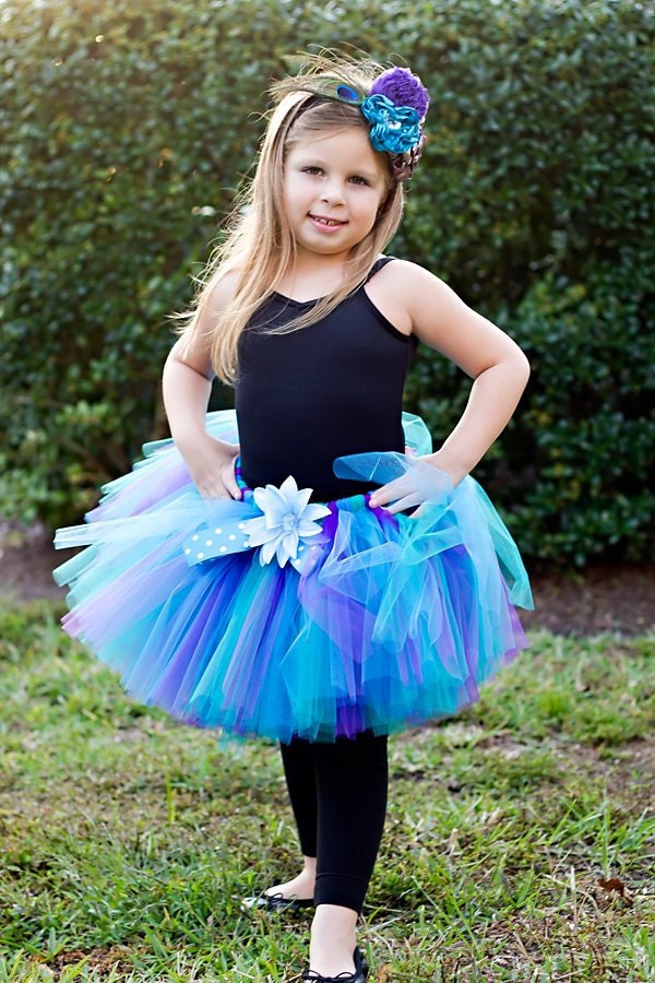 Periwinkle Pop Tutu - A 10 inch Tutu by Cuddlehugs With Free Coordinating Flower Clip
