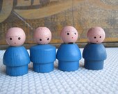 Vintage Little Blue Wooden People - corrnucopia