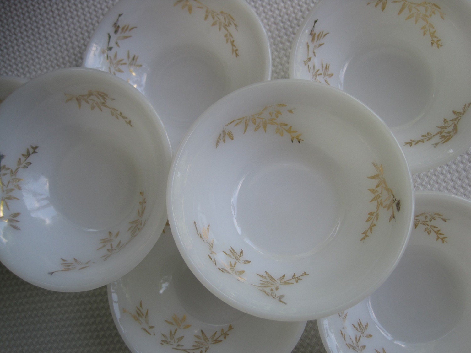 Vintage Federal Glass Golden Glory Milk Glass Small Fruit Dessert Bowls