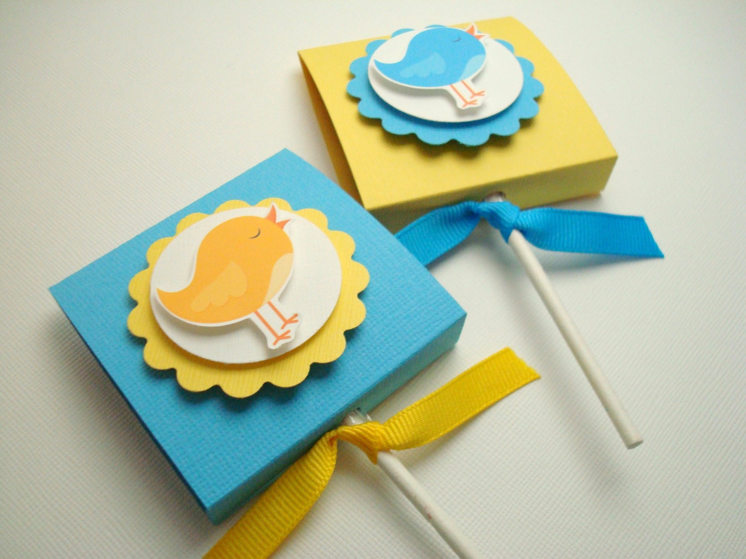 Blue and Yellow Birdie Lollipop Party Favors, Set of Ten