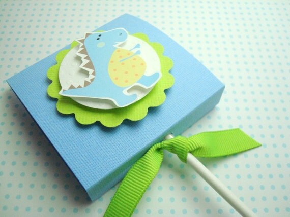 Baby Blue Dinosaur Lollipop Favors, Set of Ten Il_570xn