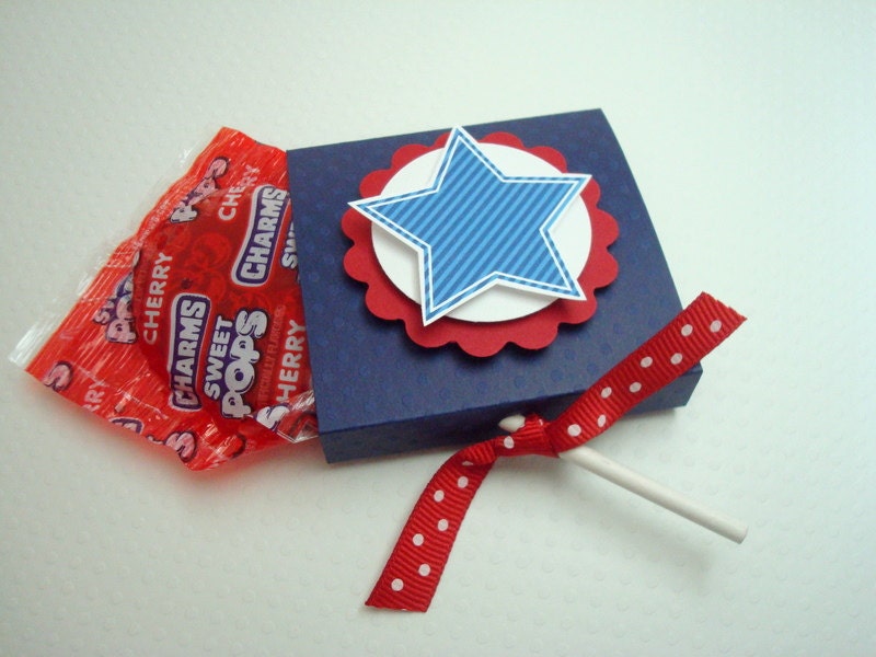 Stars and Stripes Patriotic Lollipop Favors, Set of Ten