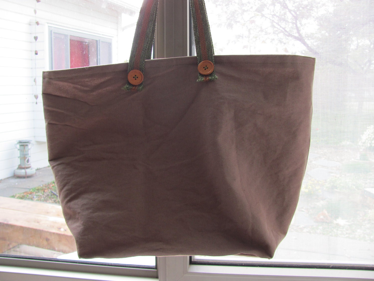 Noa's shopping BAG-------------------100% Cotton------green brown
