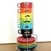 Upcycled Modern Stacking Mustache Espresso Mugs With Matching Plates and Holder