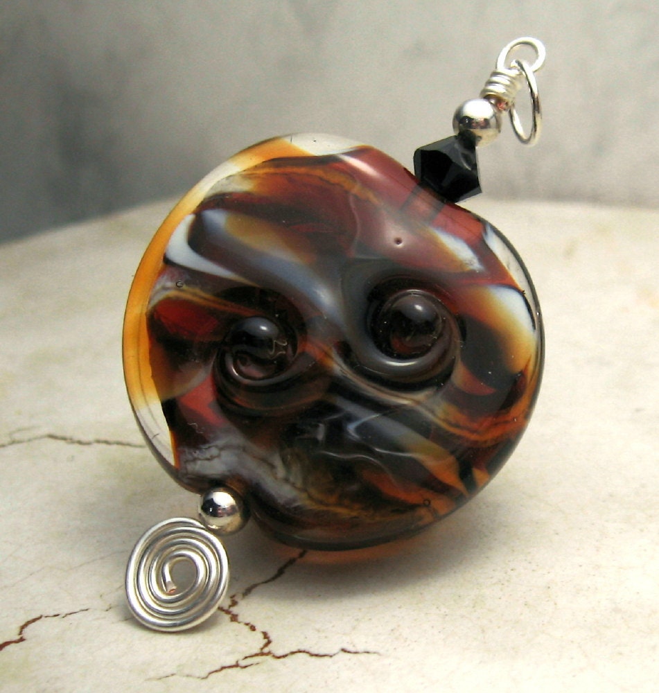 Lampwork Glass Bead and Sterling Silver Tiger Pendant 'Tigress' Now on Sale