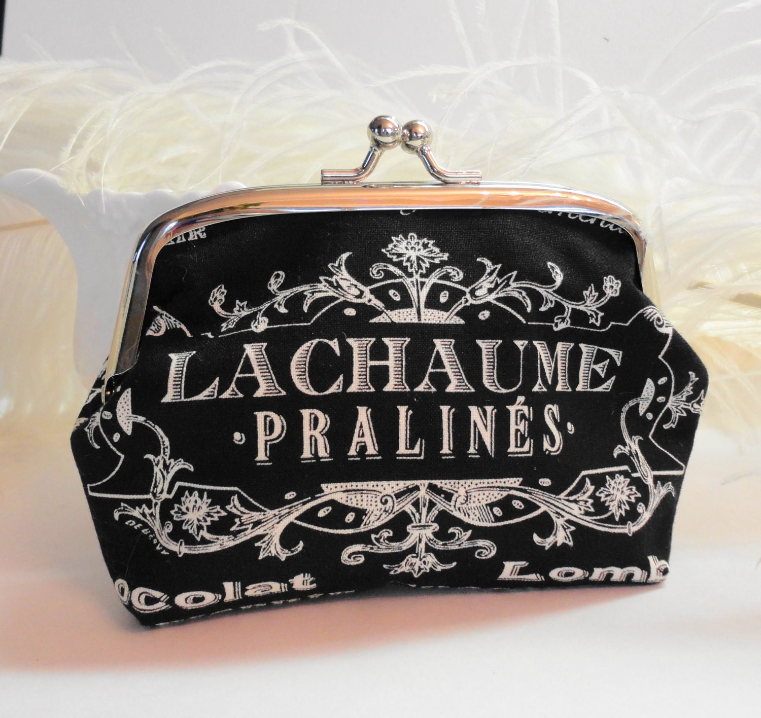 Clutch Purse French Black and White Clutch Purse evening coin paris