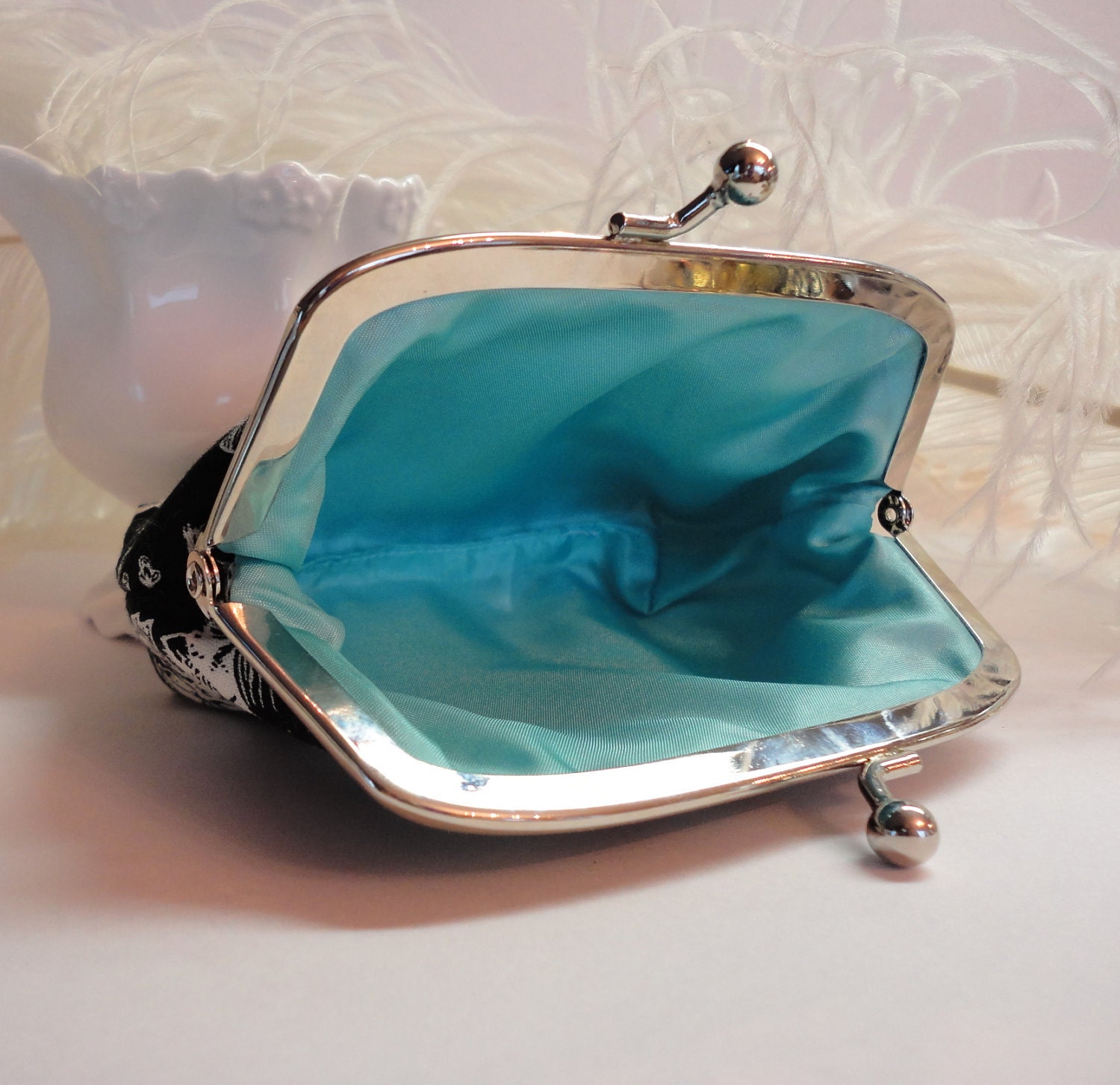 Clutch Purse French Black and White Clutch Purse evening coin paris