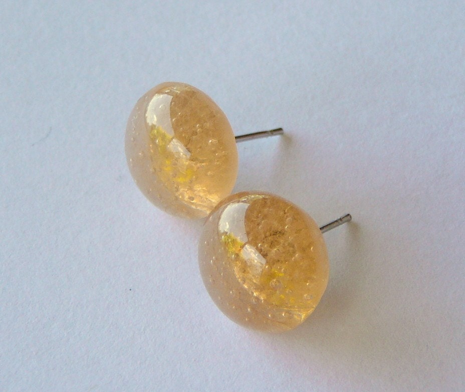 Pale Orange, Tangarine Glass Studs (15)