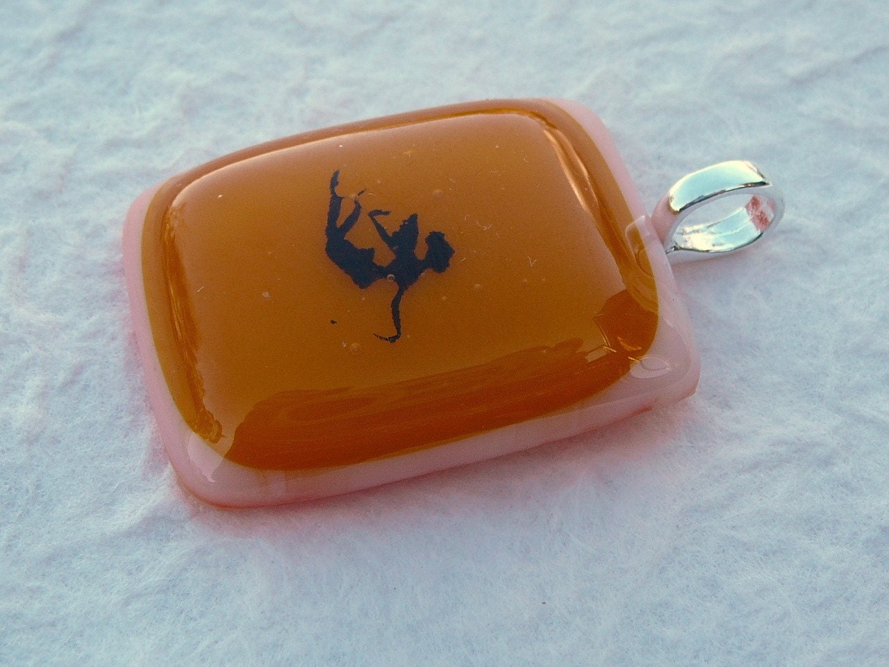 Orange Glass Pendant With Flying Fairy