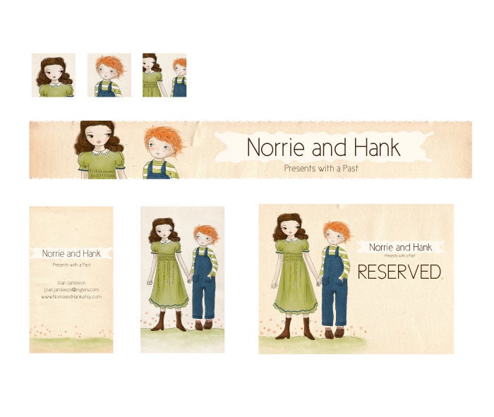 Etsy Banner and Shop Design, Custom Illustration, Business Card Design by Reani on Etsy